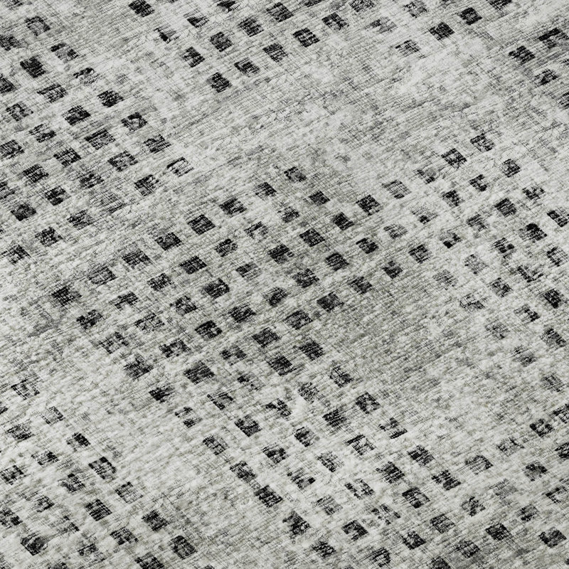 Premium Machine Washable Mayfield AMF33 Geometric Rug, 1'8" x 2'6", Gray