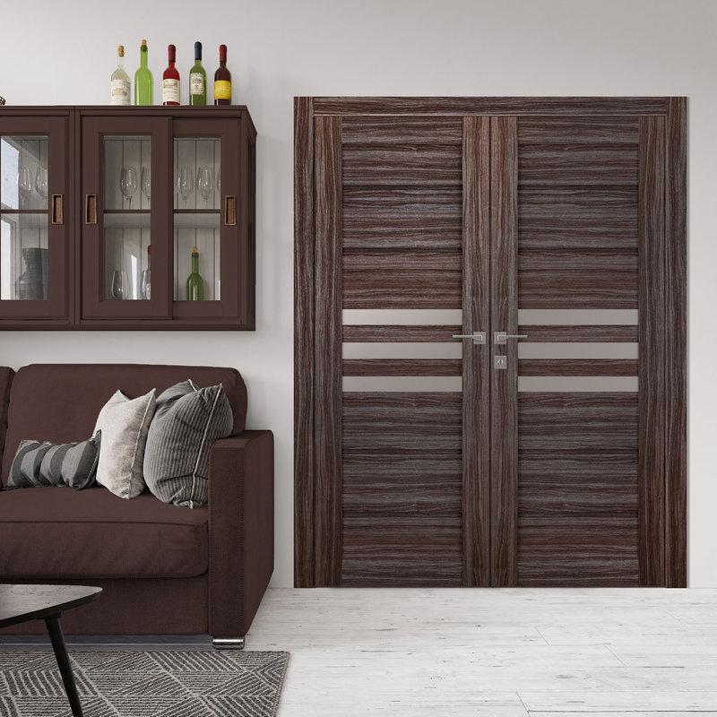 Porte française Dome, Chêne gris, Gauche, 35,5 po x 79,37 po