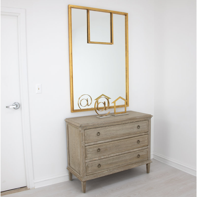 Porta Rectangle Metal Mirror, Antiqued Gold