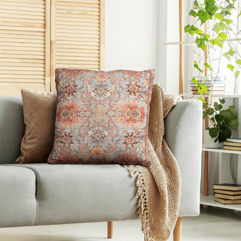  Coussin décoratif carré en coton fabriqué à la main à motif floral rétro