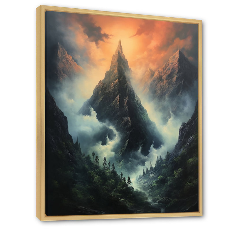 Rêves mystérieux mystiques de montagne, H 32 po x l 16 po, Cadre naturel flottant