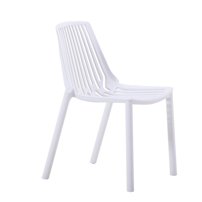 Amyrikal Patio Dining Side Chair with Cushion, White