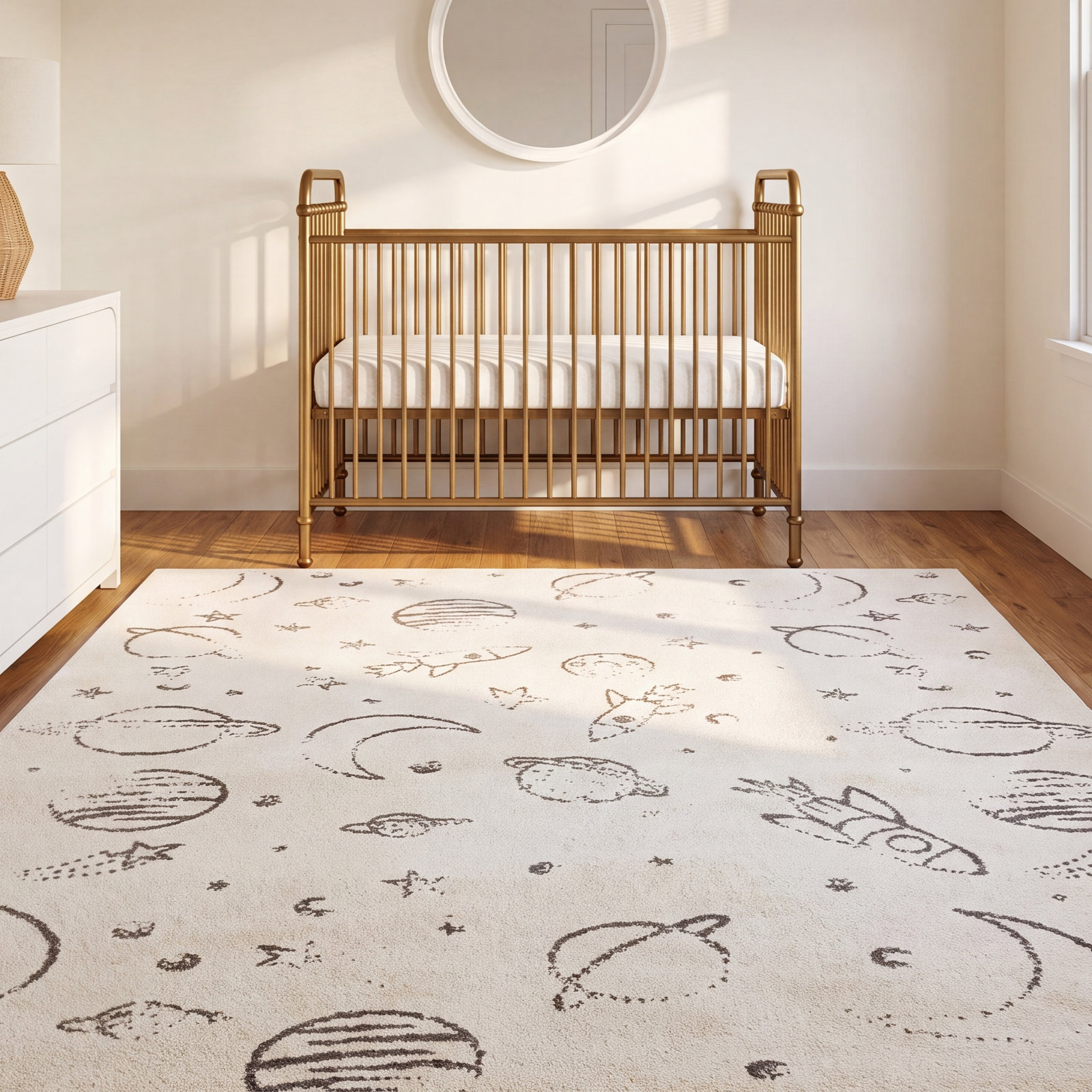 Kids Area Rug, Rectangle 7'10" x 10', Ivory