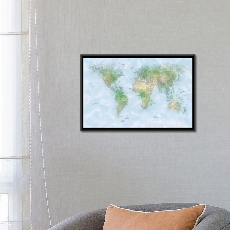 "carte du monde vi" par michael tompsett, impression sur toile, H 18 po x l 26 po x P 1,5 po, Toile tendue, Pas de tapis