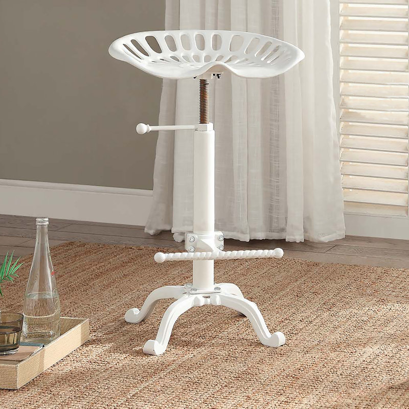 Tabouret pivotant à hauteur réglable Enos, Blanc