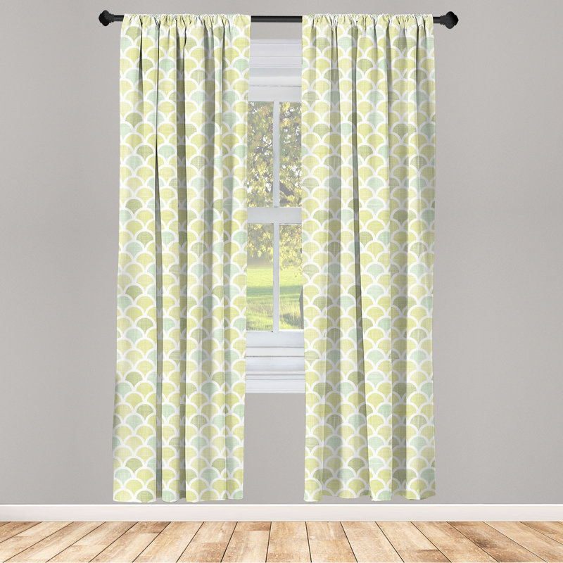 Fish Scale Semi-Sheer Rod Pocket Sliding Panel, 28" x 95"