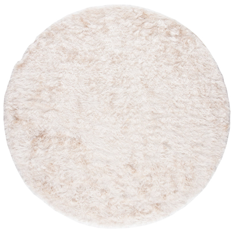 Tapis performance à poil long touffeté à la main abstrait Chamira, Rond 9 pi