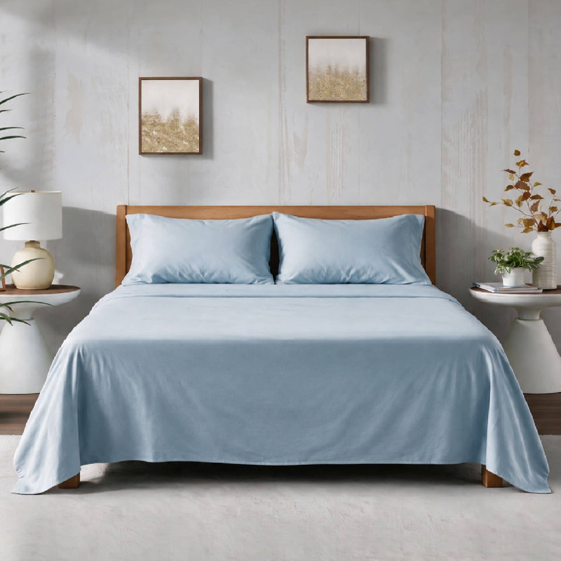 True North by Sleep Philosophy Velvet Mist Polyester Sheet Set, Twin, Dusty Blue