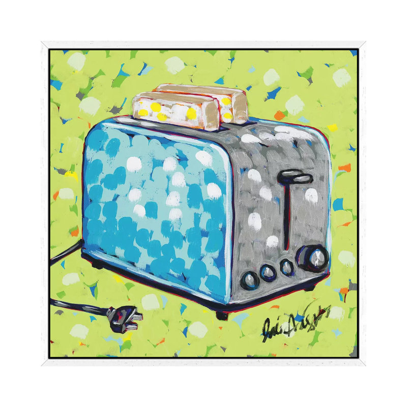 Kitchen Sketch Toaster by Jodi Augustine - Painting on Canvas, 66.04cm H x 66.04cm W x 3.81cm D, White Framed