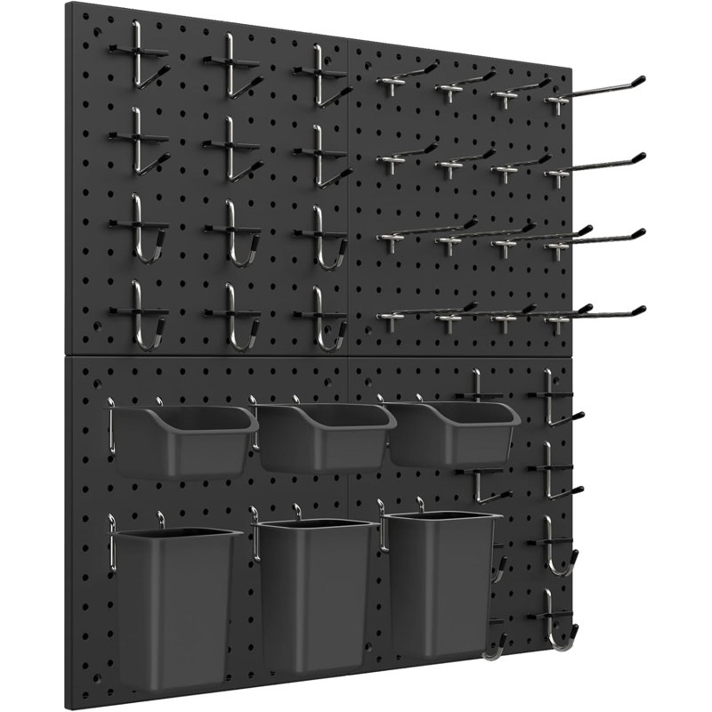 Peg Board Kit, Includes Pegboard and Accessories,with Hooks and Bins