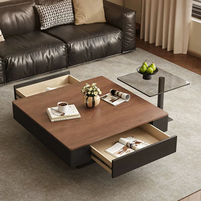 Table basse carrée avec rangement minimaliste italien