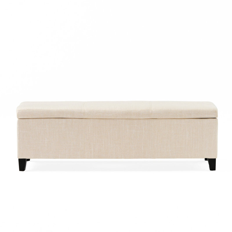Connie Upholstered Ottoman, Light Beige Fabric