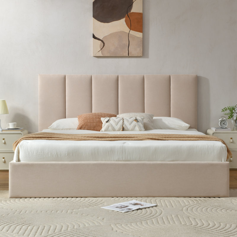 Juanetta Hydraulic Lift Up Storage Upholstered Platform Bed - King