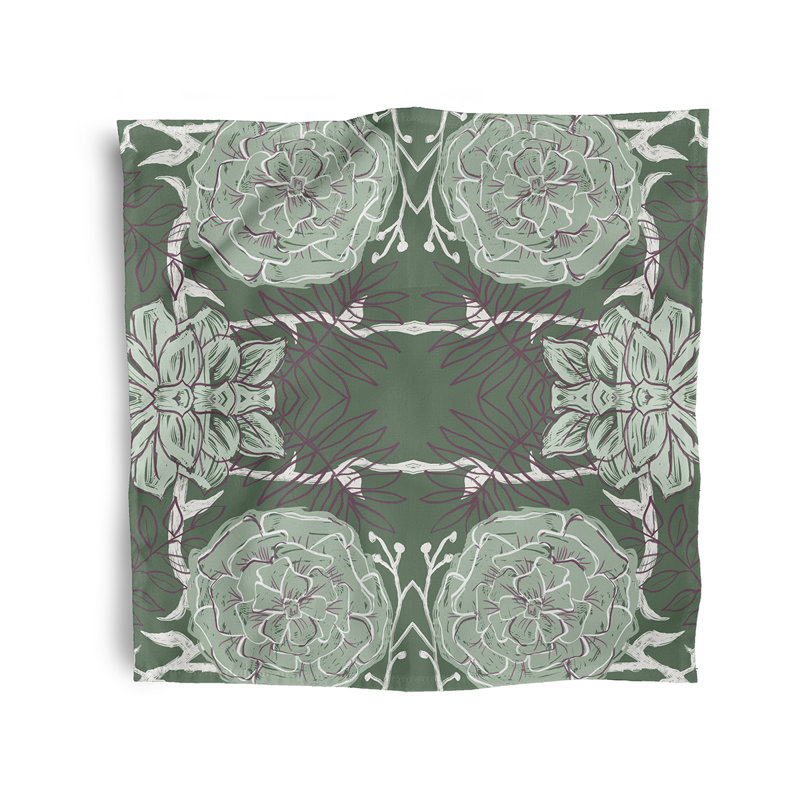 Cerrisa Abstract Floral and Leaf Design Napkins, Green