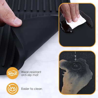 Silicone Coffee Mat With Raised Edges, BLACK