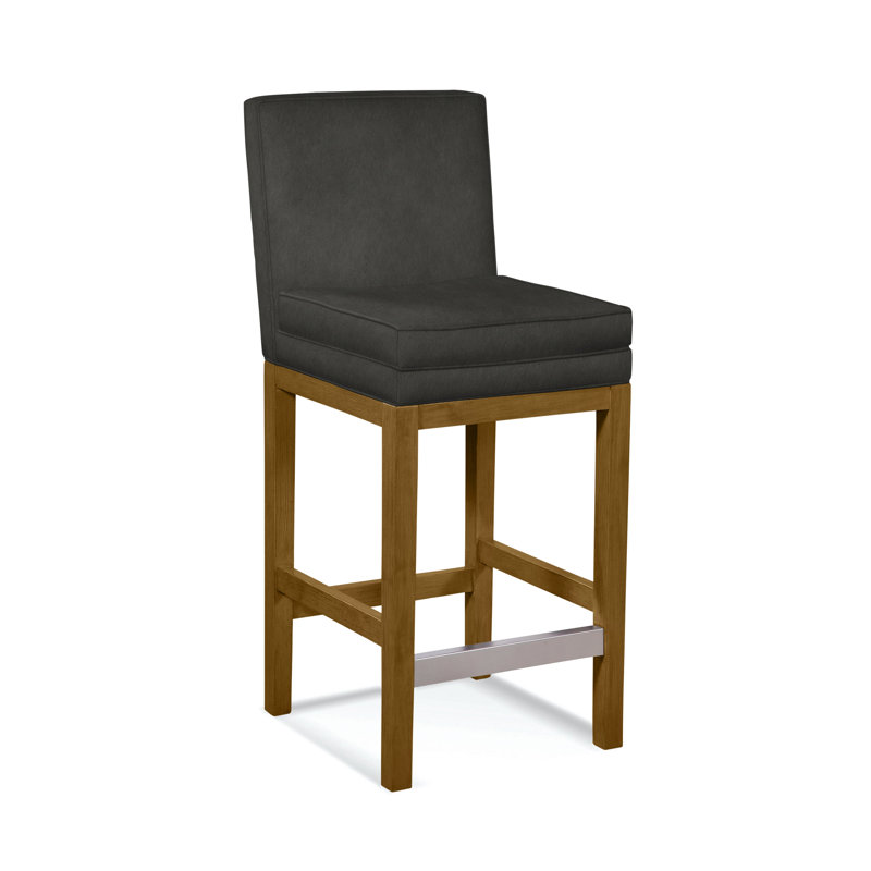 Upholstered Stool, Havana Finish, White Sugar Performance; 0863-91