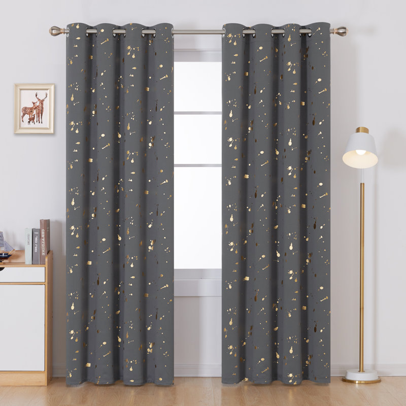 Girlie Room Darkening Curtain Panel Pair, 52" W x 84" L, Dark Gray