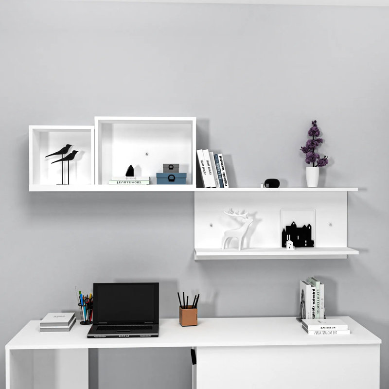 Caegan 4 Piece Accent Shelf, White