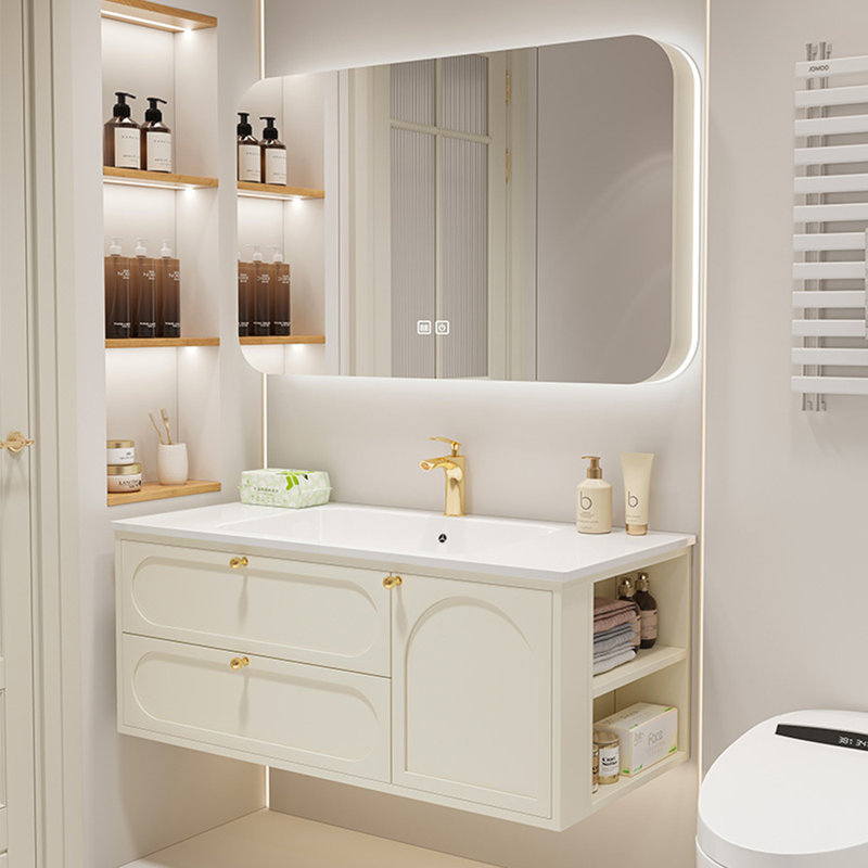 Armoire de salle de bain luxueuse de style français, Crème, crème