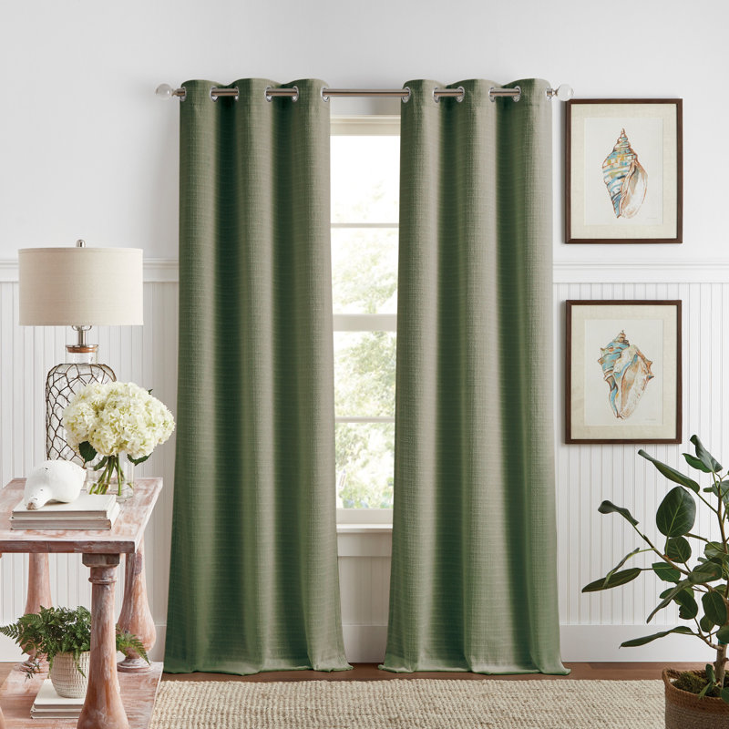 Martha Stewart Sutter Curtain Panel Pair, 37"W x 84"L, Olive