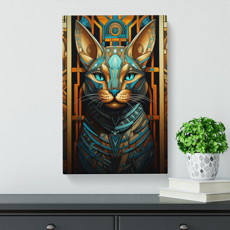 Egyptian Cat Orphism - Wrapped Canvas, 50cm H x 35cm W x 3cm D