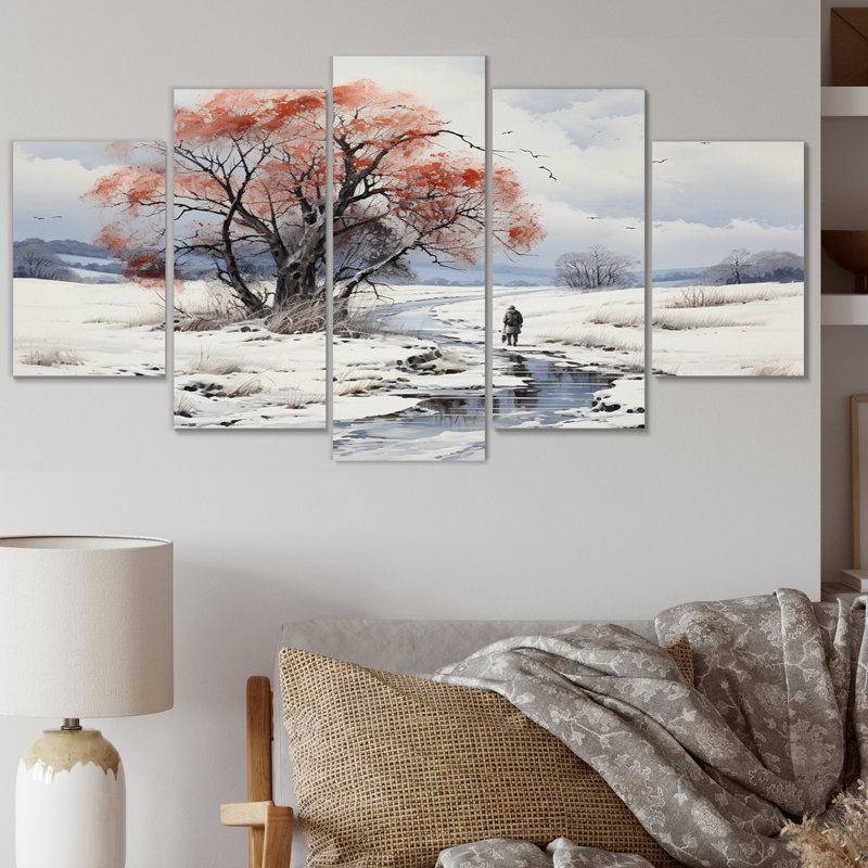 Native Art Winters Solitude I - décoration murale Art amérindien - 5 panneaux