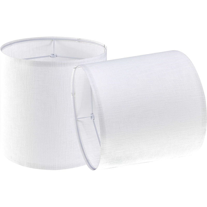 Linen Drum Lamp Shade, White, 10'' H x 13'' W x 13" D