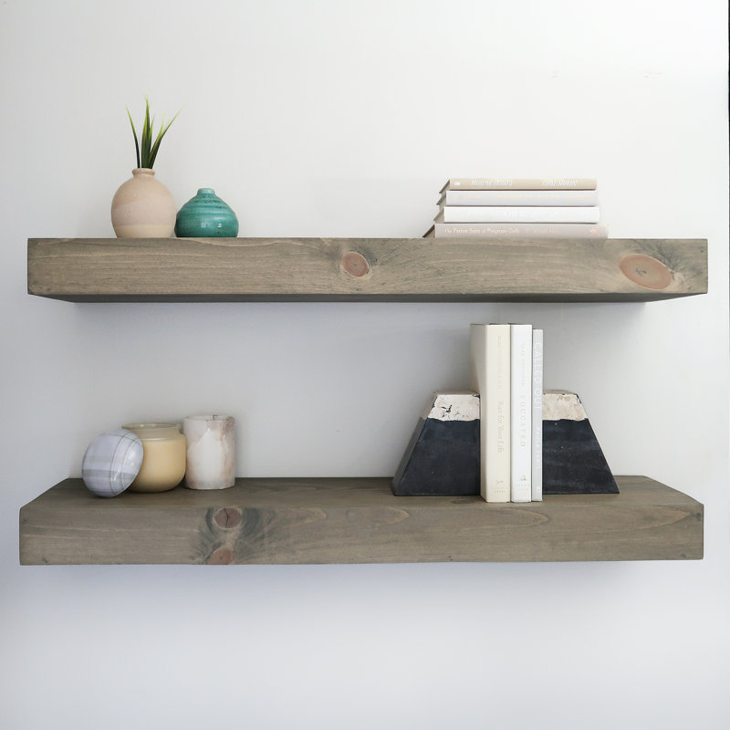 Arzhin Pippi Modern Floating Shelves 3 Inches Thick, Gray, 3" H x 60" W x 8" D
