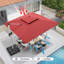 Parasol suspendu en porte-à-faux 12 pi x 12 pi avec base Myrtille, rouge-1893594930