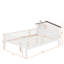 Lit plateforme en bois avec tête de lit en forme de maison, rangement intégré et DEL-1774306824-1774306831