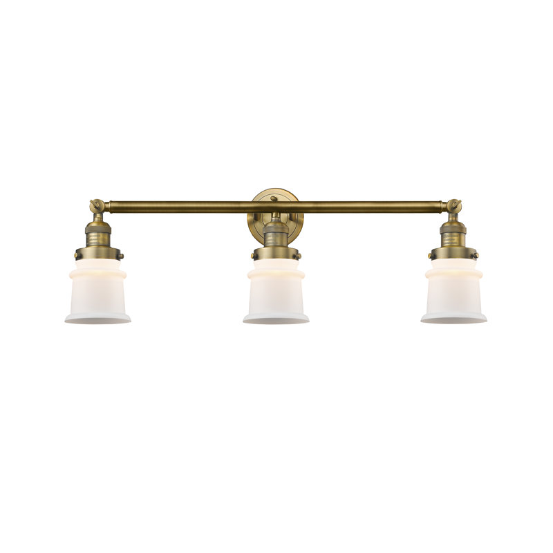 Éclairage pour meuble-lavabo à 3 lumières à intensité variable Alvi, Blanc mat, Laiton brossé