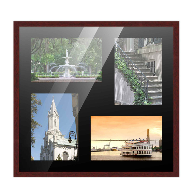 Wood Picture Frame with Mat, 4" x 6", 12" x 12", Dark Brown/Black