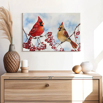 Cardinals And Winter Berries
