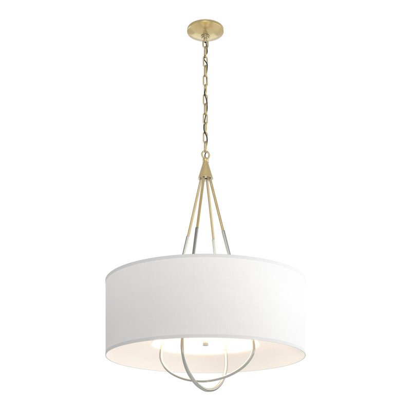 Lustre 4 lumières Loop, Anna ton naturel, Platine rétro, Laiton moderne