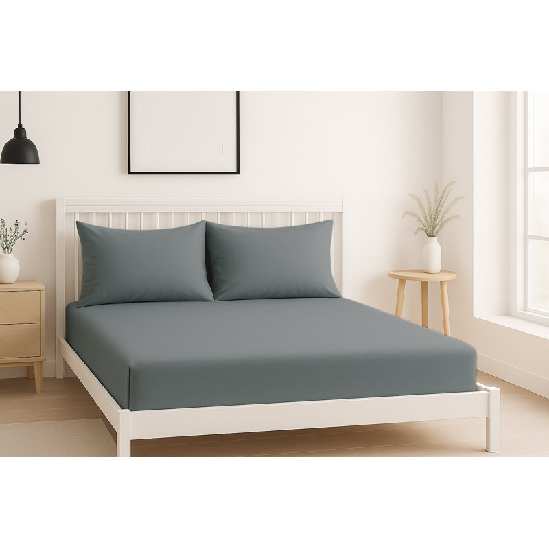 100% Cotton Machine Woven Fitted Sheet, White, Double (4'6)