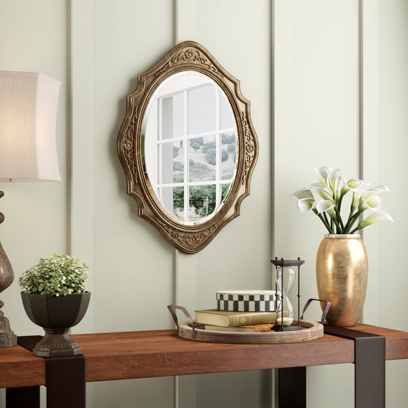 Ostlund Polyurethane Flat Wall Mirror, Oval, Silver/Bronze