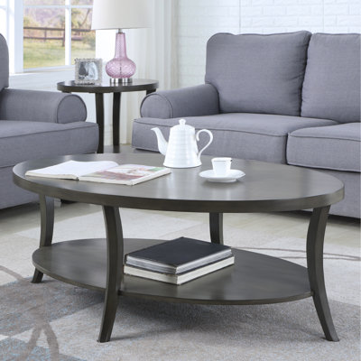 Table basse ovale contemporaine en bois de bouleau gris contemporain