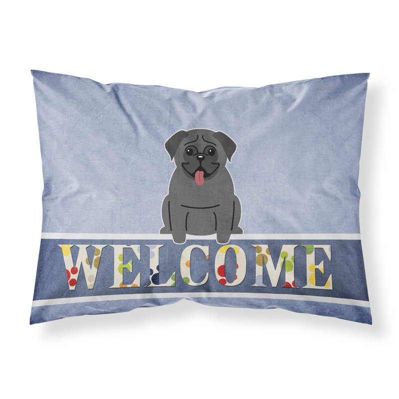 Taie d’oreiller welcome, Pug noir