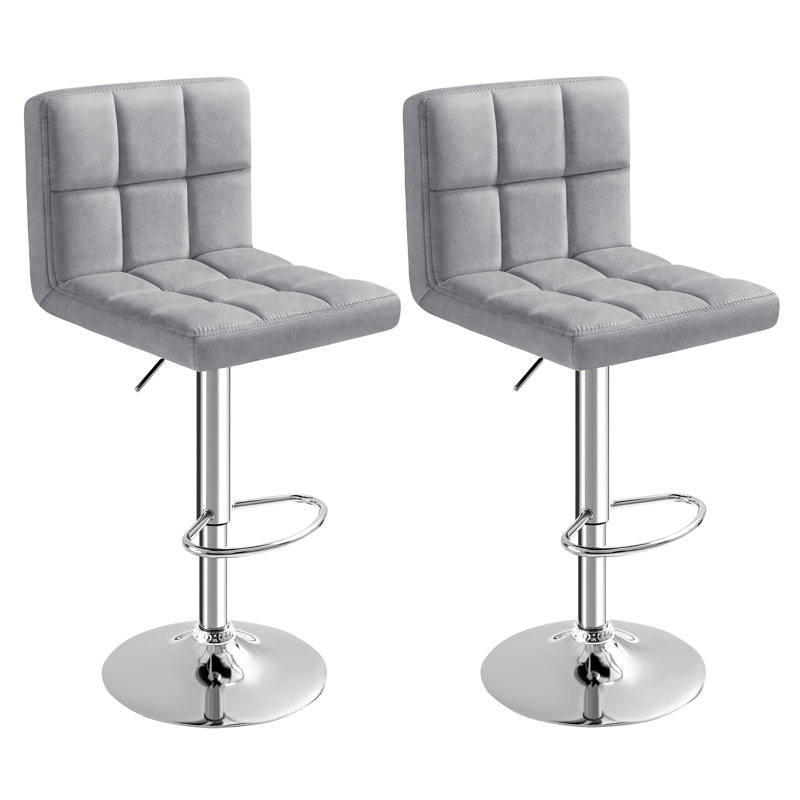 Colebrook Swivel Upholstered Velvet Adjustable Height Counter Stool with Iron Frame, Gray