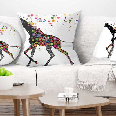 Cheerful Giraffe Running - Animal Printed Pillow