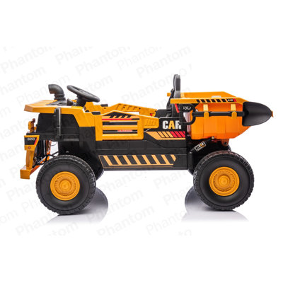 Large-size12V7Ah Two Seater Ride on Dump Truck, 2WD 4-Wheel Ride on Toys for Big Kids with Remote Control, Toy Shovel, LED Lights & Music, Suspension Spring - Ages 3+