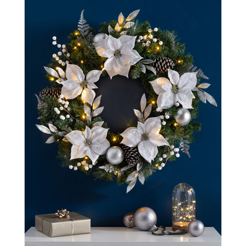 Faux Lighted 76cm Wreath