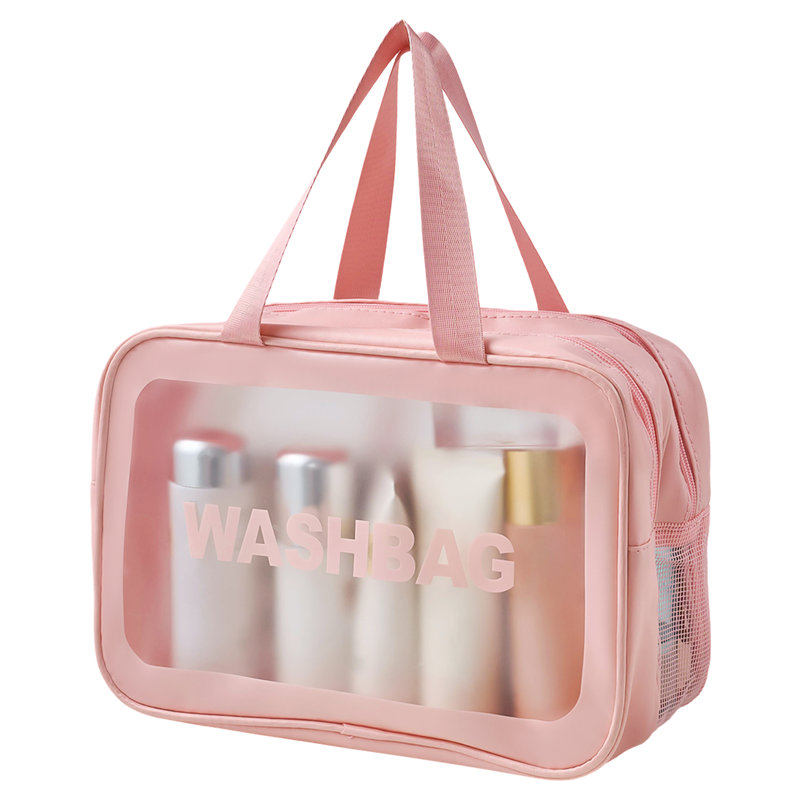 PU Leather；Polyester；PVC；Nylon Zipper Makeup Organiser, Pink