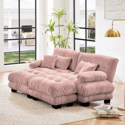Chenille Fabric 2 - Seater Sofa with 2 Ottoman