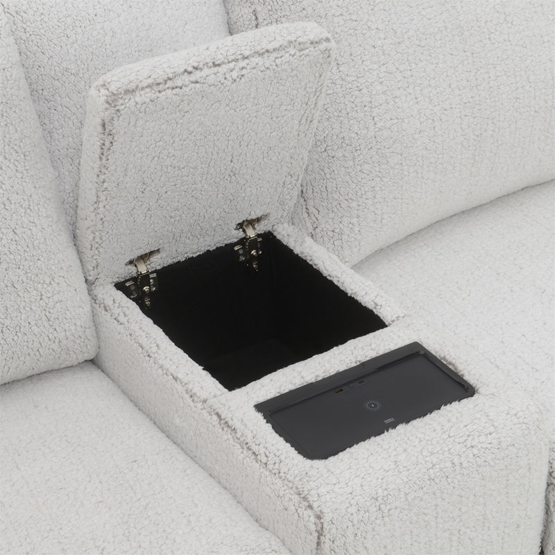 Canapé modulaire inclinable électrique en sherpa et velours Tarrance