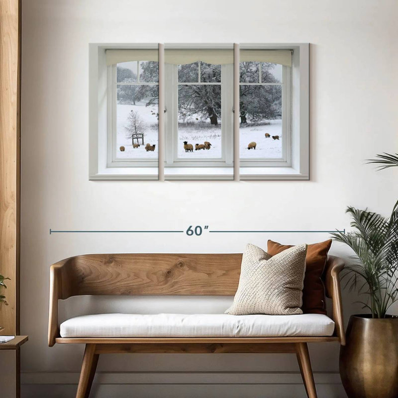 Lilie Winter Sheep Window View, 28" H x 45" W