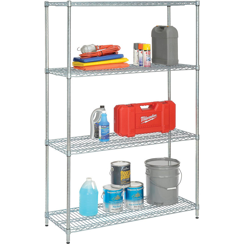 Metal Shelving Unit, Zinc Chromate, 74" H x 36" W x 24" D