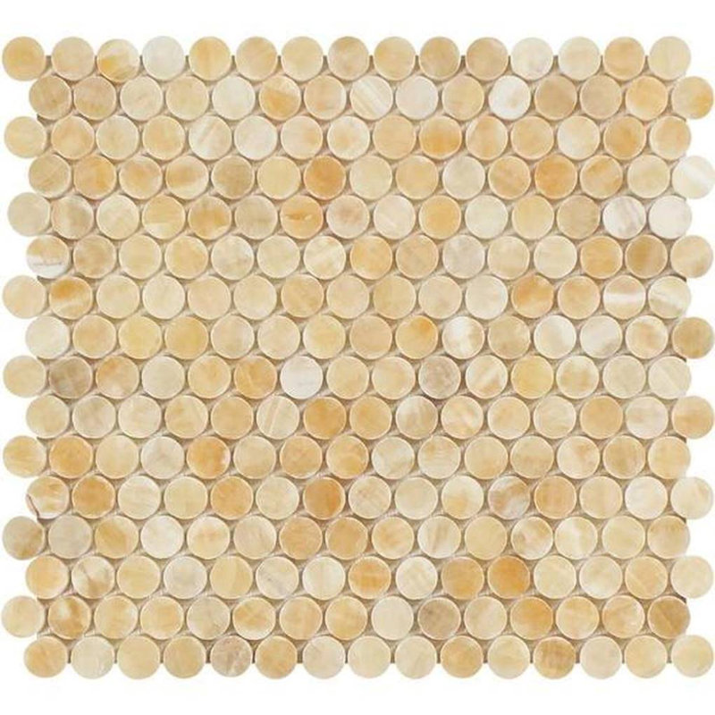 Carrelage mosaïque rond en pierre naturelle miel