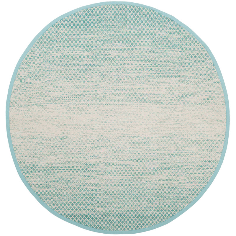 Cayman Hand Woven Cotton Geometric Rug, Round 6'