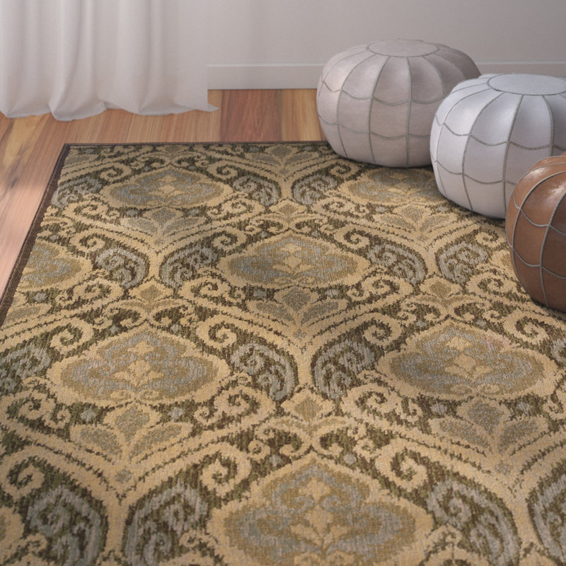 Tapis brun Arenzville Ikat, Rectangle 9 pi 10 po x 12 pi 10 po